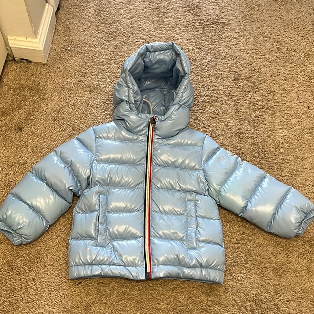 Baby blue unisex moncler jacket.